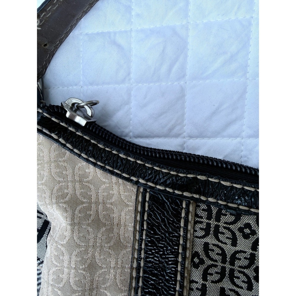 Fossil Vintage Y2K Patchwork Leather Monogram Canvas Suede Shoulder Bag Keyhole - Picture 6 of 9